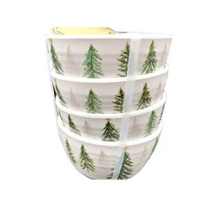 Set 4 Aspen PINE TREES Melamine Appetizer Snack Dip Serve Bowl Christmas Balsam